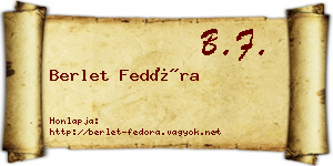 Berlet Fedóra névjegykártya